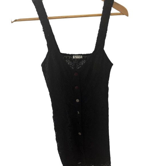 Intimately Free People Black Lace Mini Dress Sleeveless with Front Snaps Size XS - Picture 3 of 7